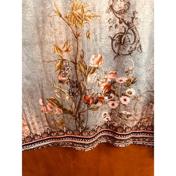 Women's Plus Size Long Sleeve Tunic Blouse Top Green/Blue Floral Top Size 2X - Picture 4 of 8